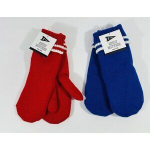 Gertex Knit Mittens Soft Warm Stretchy One Size Fits Most Blue Red Acrylic Hands